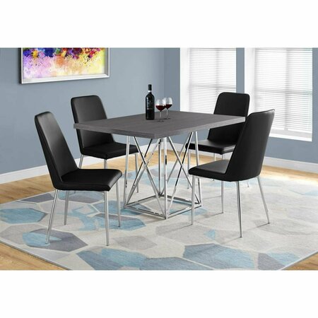 GFANCY FIXTURES 31 in. Grey Particle Board Laminate & Chrome Metal Dining Table GF3086779